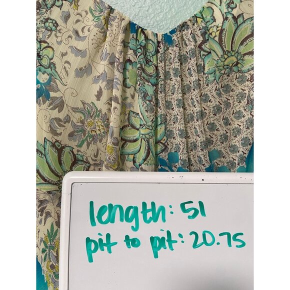 Vintage Evan Picone‎ Women's Blue Green Boho Sleeveless Midi Dress Size 16 - Picture 10 of 10